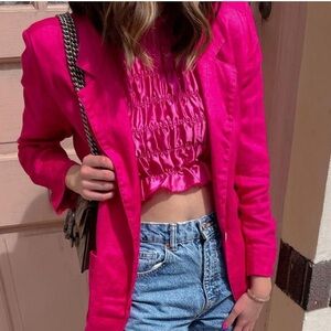 Zara Fuchsia Ruffle Tank